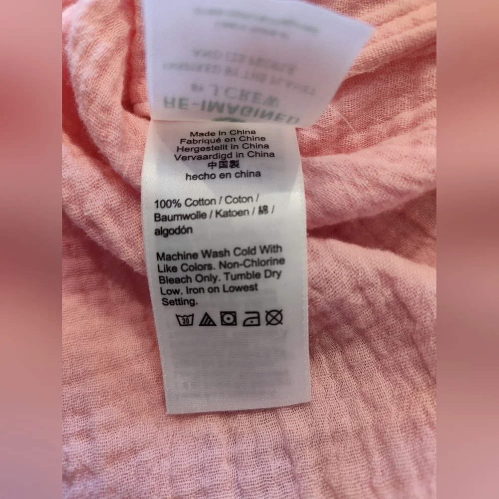 J Crew Reimagined Pink Cotton Gauze Long Sleeve Shirt Blouse Coastal Grandma - Picture 6 of 6